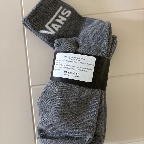VANS Socks 3 Pairs Gray Off the Wall Cotton Half Crew Socks Men’s Size 9.5-13 - Picture 5 of 7